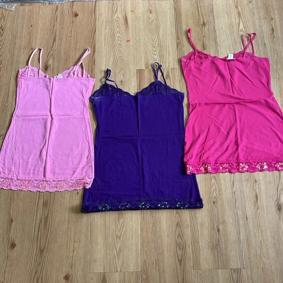 Lot of 3 Bozzolo embellished pink purple camis - Picture 2 of 4
